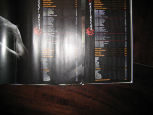 Gears of War 3 strategy guide tables of contents
